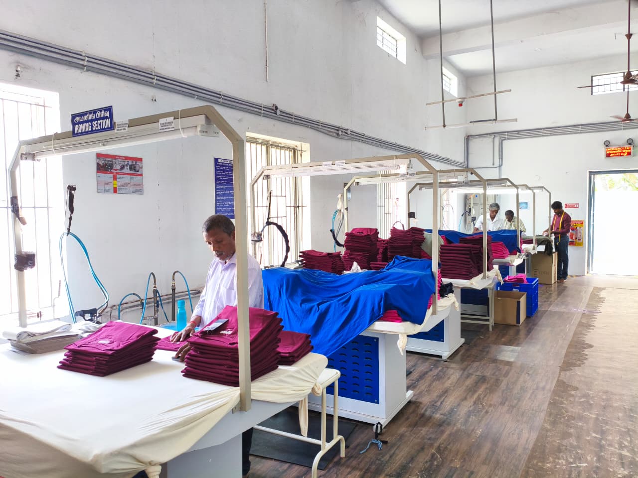 Ironing and finishing section